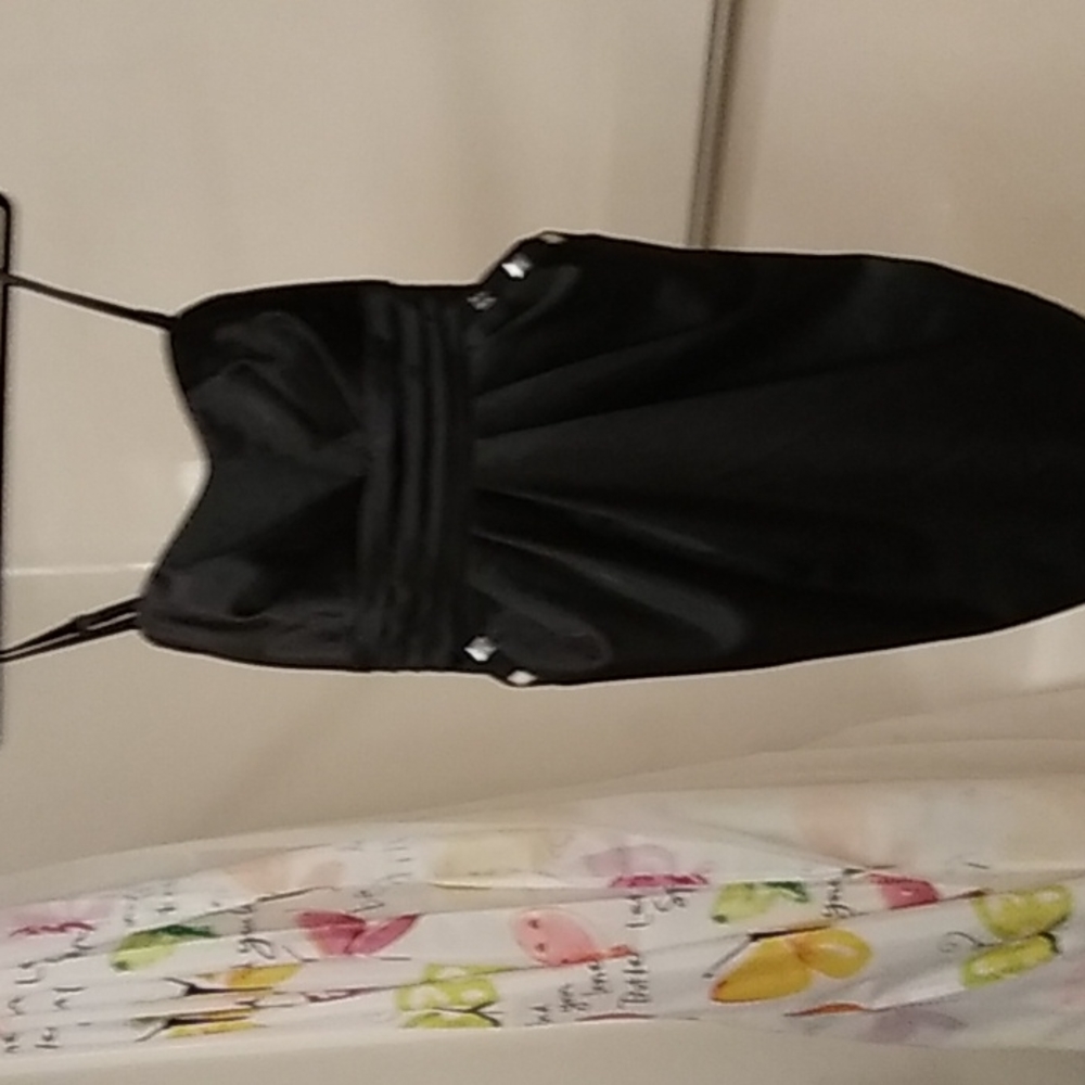 Vtg 90's Black Satin Dress  (J-13)
